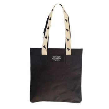 Wdts Black Canvas Tote Bag, 3 of 7