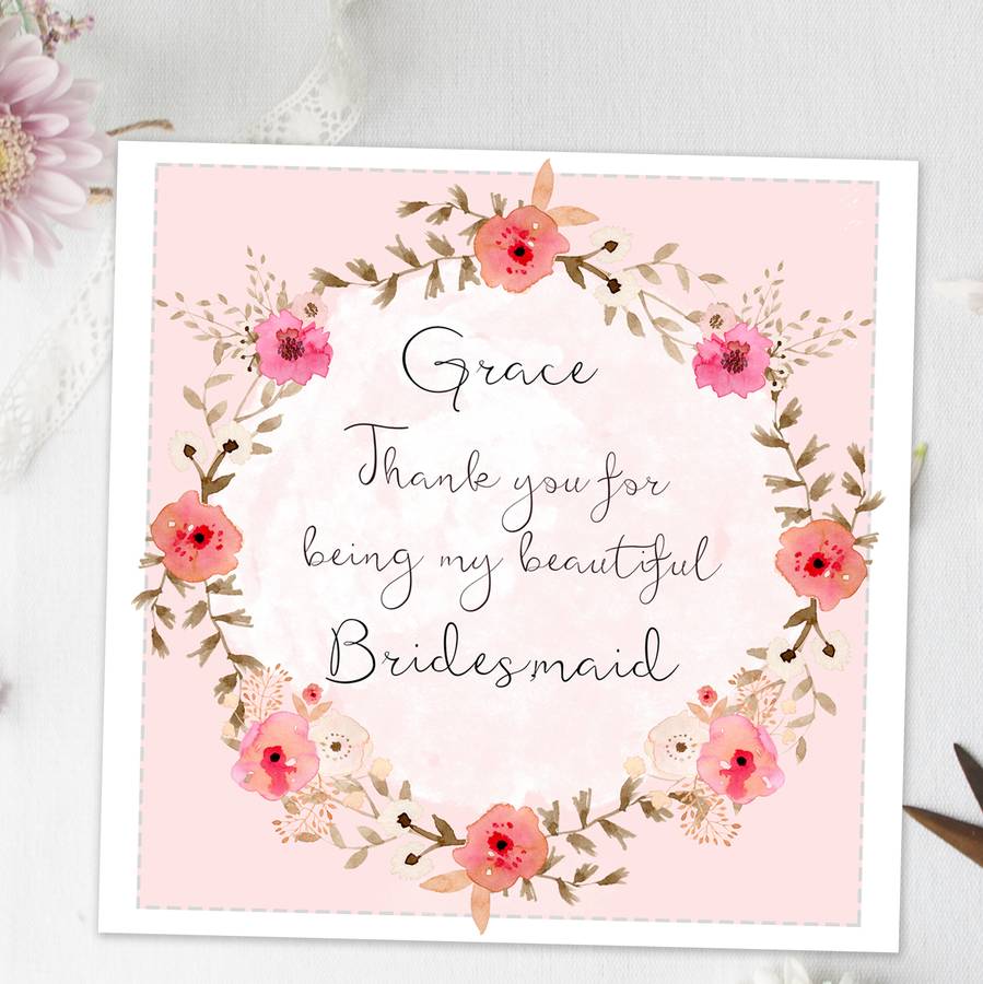 thank you for being my bridesmaid card 'wreath' by lily summery