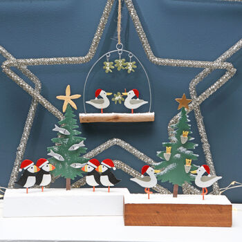 Christmas Tree And Seagulls With Chips Decoration, 4 of 4