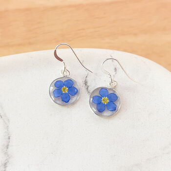 Sterling Silver Forget Me Not Dangle Earrings, 2 of 4