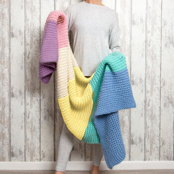 Pastel Dreams Throw Blanket Beginners Knitting Kit, 2 of 9