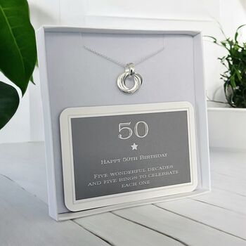 50th Birthday Sterling Silver Ring Necklace, 3 of 7
