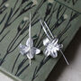 Sterling Silver Blooming Lily Statement Drop Earrings, thumbnail 2 of 6