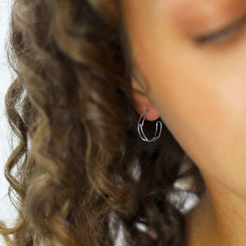 Sterling Silver Paperclip Hoop Stud Earrings, 5 of 6