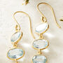 Blue Topaz Gold Plated Silver Pebble Drop Earrings, thumbnail 2 of 9