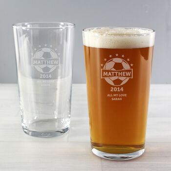 Football Gifts For Him Personalised Pint Glass, 4 of 5