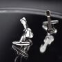 Guitar Silver Cufflinks Gift For Musicians 316 L Stainless Steel Rock Accessory, thumbnail 4 of 5