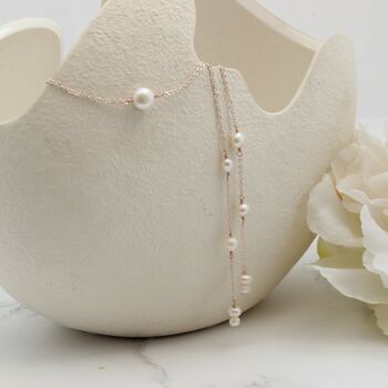 Pearl Lariat Y Necklace On Chain, 9 of 10