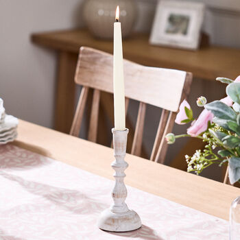 Set Of Two Vintage Washed Mango Wood Candlesticks, 4 of 6