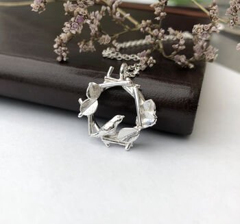 Robin And Nest Sterling Silver Bird Necklace, 8 of 12
