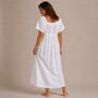 Women's White Cotton Victorian Short Sleeve Nightdress Front Panel, thumbnail 2 of 4
