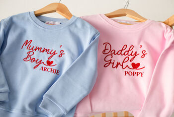 Valentines 'Daddy's Girl/Boy' Personalised Name Embroidered Sweatshirt Jumper, 4 of 6