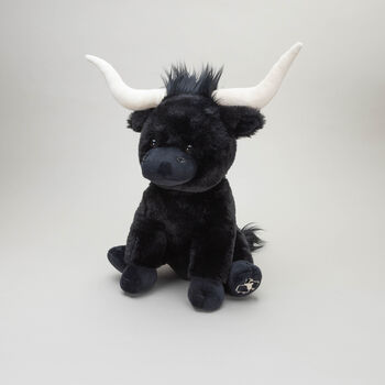 Large Black Longhorn Highland 30cm Cow Plush Toy, 6 of 12
