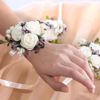 Wedding Flower Wrist Corsage In Purple, 5 of 8