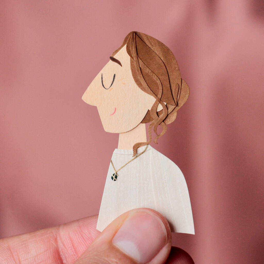 Unframed Personalised Miniature Paper Cut Portrait, 1 of 5