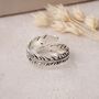 Sterling Silver Adjustable Feather Ring, thumbnail 6 of 8