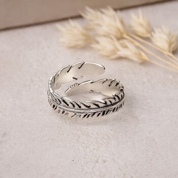 Sterling Silver Adjustable Feather Ring, 6 of 8