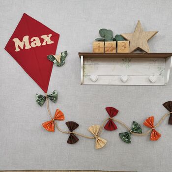 Kite Wall Hanging, Woodland Theme Bedroom, Whimsical Autumnal Nursery Decor, Red Brown Orange Green Yellow Door Name Sign, Child's Playroom, 12 of 12