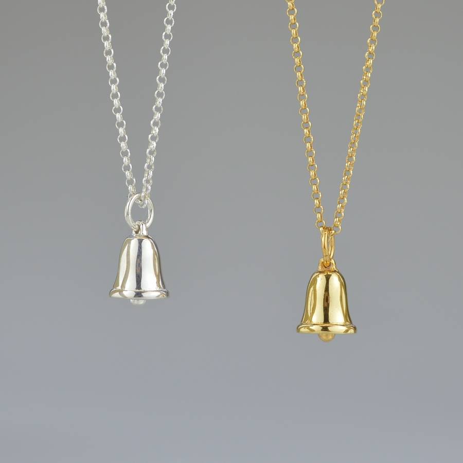 personalised silver bell necklace by lily charmed