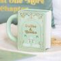 Coffee And Books Green Book Shaped Mug, thumbnail 1 of 3