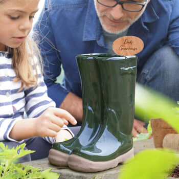 Personalised Set Of Two Wellington Boot Plant Pots, 4 of 11