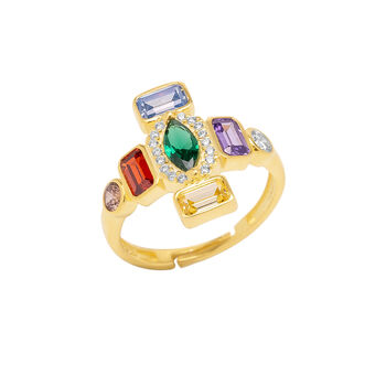 Fancy Marquise Sterling Silver Kaleidoscope Ring, 10 of 11