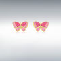 Charming 9ct Gold Pink Butterfly Stud Earrings, thumbnail 1 of 2