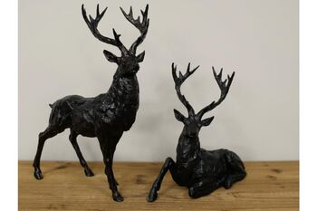 30cm Sitting Stag Bronze Effect Ornament Figurine Gift, 2 of 8