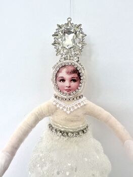 Frosted Pinecone Girl Christmas Decoration, 3 of 6