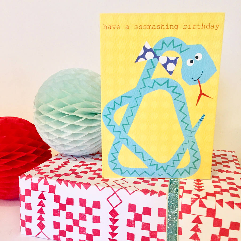 Snake In Bow Tie Birthday Card By Kali Stileman Publishing 