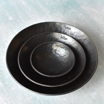 Personalised Iron Hammered Bowl Set, Anniversary Gift, 3 of 8