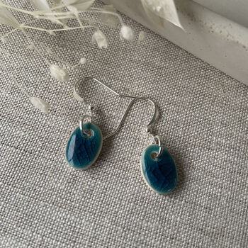 Tiny Turquoise Oval Dangle Earrings, 6 of 7