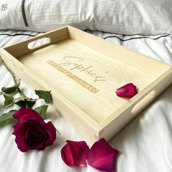 Personalised Wooden Breakfast In Bed Tray, 3 of 3