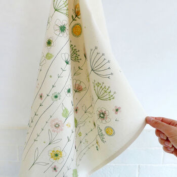 Wildflowers Printed Cotton Tea Towel, 2 of 5