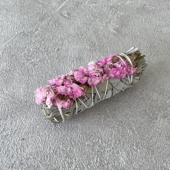 Californian White Sage Smudge Sticks Set Pink Flowers, 2 of 2
