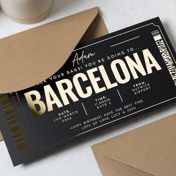 Personalised Gold Foil Barcelona Voucher, 4 of 9