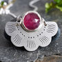 Fan Shape Sapphire Necklace In Sterling Silver, thumbnail 1 of 4