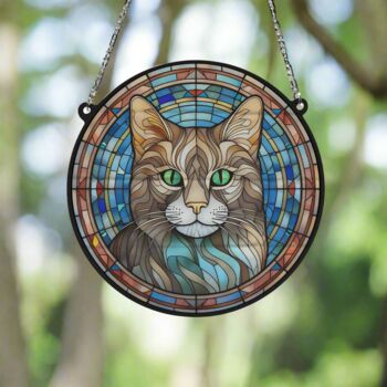 Cat Tabby Stained Glass Effect Suncatcher, 2 of 5