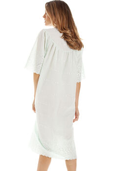 Cotton British Made Mint Button Front Nightdress Embroidery Anglaise, 4 of 5