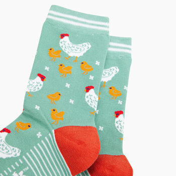 Hens And Chicks Bamboo Socks In Green, 2 of 4