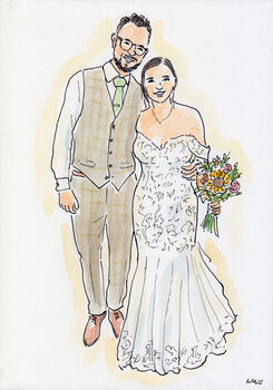 Wedding Couple Illustrated Portrait, 6 of 12