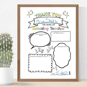 Thank You Teacher Gift Colouring Page Digital Download, 4 of 5