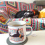Sighthound On Crochet Blanket Enamel Mug, thumbnail 1 of 5