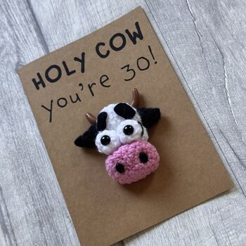 Personalised Age Cow Crochet Birthday Card Handmade, 3 of 12