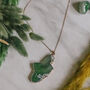 Gold Plate Green Agate Crystal Long Length Necklace, thumbnail 2 of 7