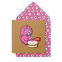 Handmade Pink Dinosaur Birthday Cake Personalised Card, thumbnail 1 of 3