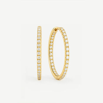 Women's Sparkling Tennis Hoop Earrings In Gold, 2 of 4
