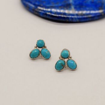 Turquoise Silver Stud Earrings, 5 of 5