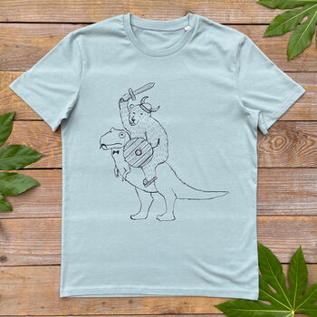 Bear Riding Dinosaur Men's Organic T Shirt, 2 of 7