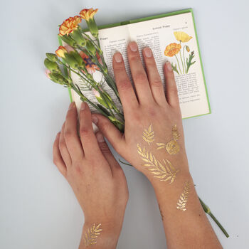 Gold Foil Botanical Tattoo Pack, 2 of 12